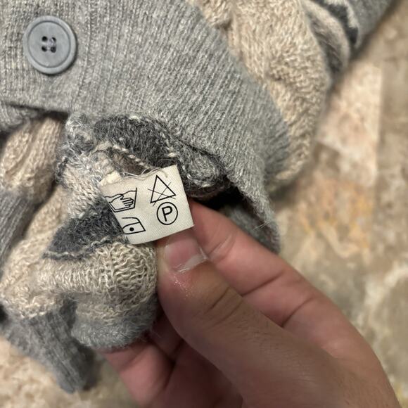 Alpaca 111 Cardigan Mens XL Brown 3D Knit 100% Alpaca Wool Sweater Cable - Picture 13 of 13